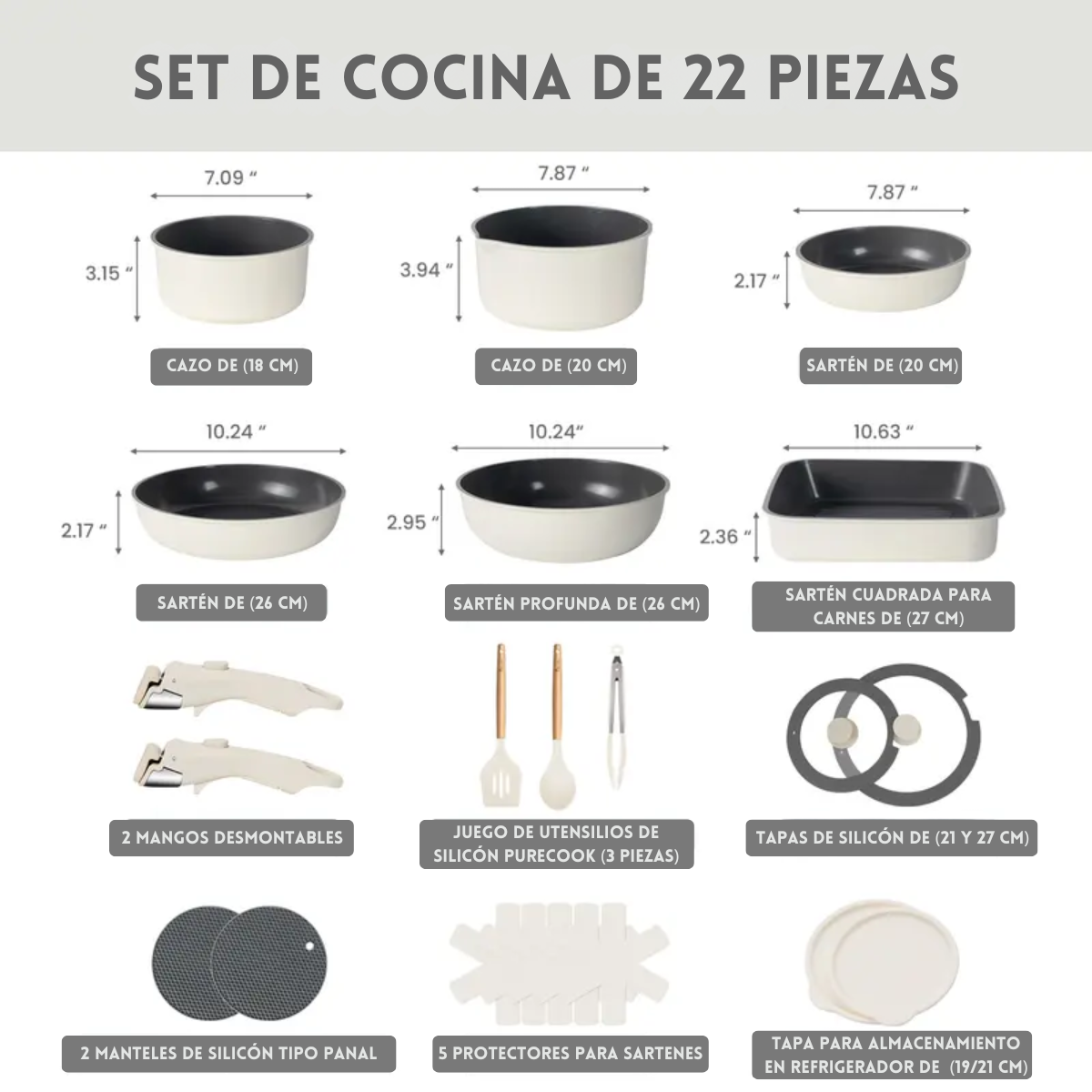 Set Ollas PureCook™ - Set Cerámico 22 pzs